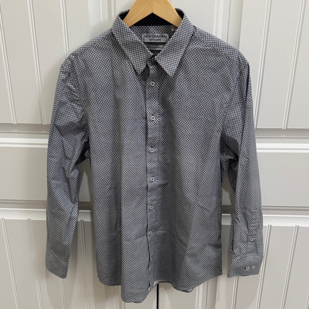Nogram Men's Black and White Checkered Dress Shirt